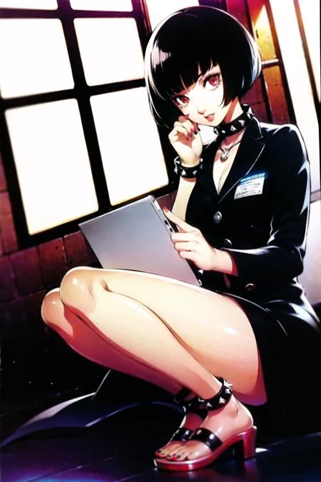 69192-3729138150-soejima shigenori, persona, persona 5, persona 5 the royal,__takemi tae,_1girl, black hair, bob cut, brown eyes, clipboard, coll.png